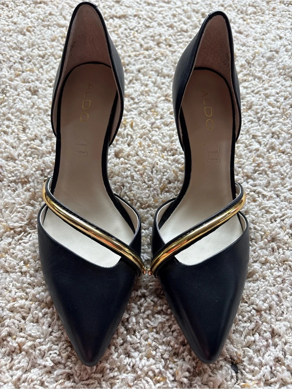 Aldo Hogsed-97 Black and Gold Heels Sz 7.5 EU 38